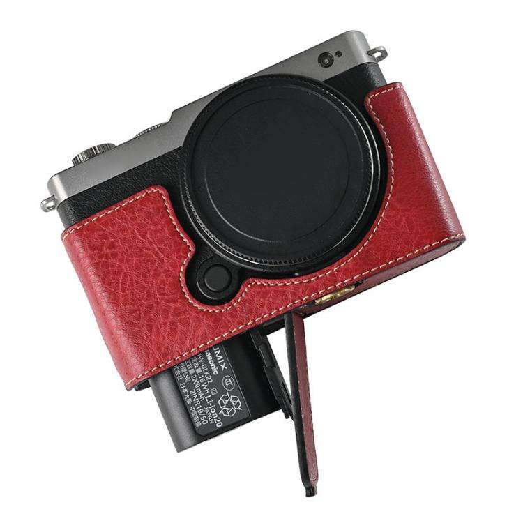 For Panasonic LUMIX S9 Litchi Texture PU Leather Camera Half Case Base(Wine Red)