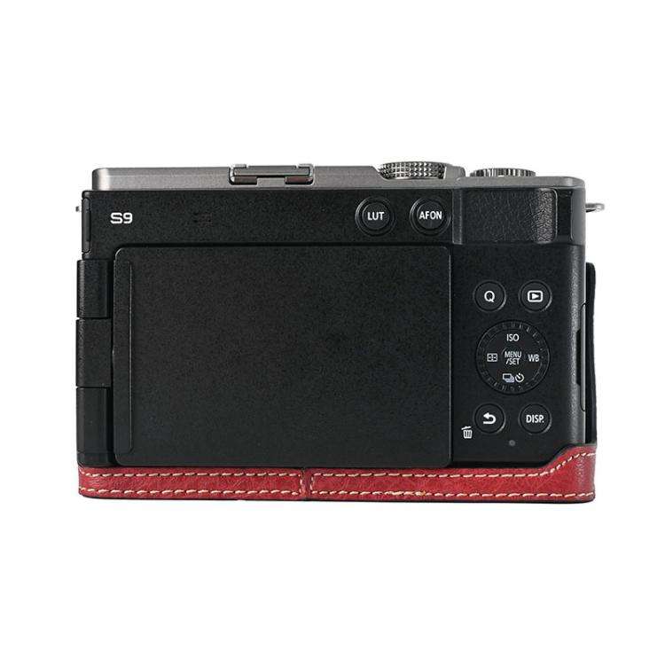 For Panasonic LUMIX S9 Litchi Texture PU Leather Camera Half Case Base(Wine Red)