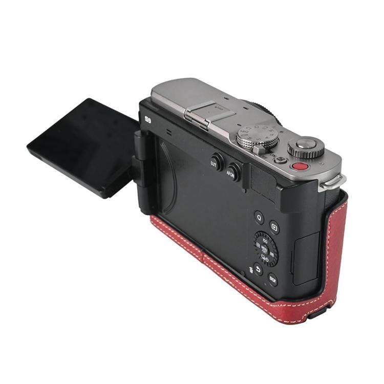 For Panasonic LUMIX S9 Litchi Texture PU Leather Camera Half Case Base(Wine Red)