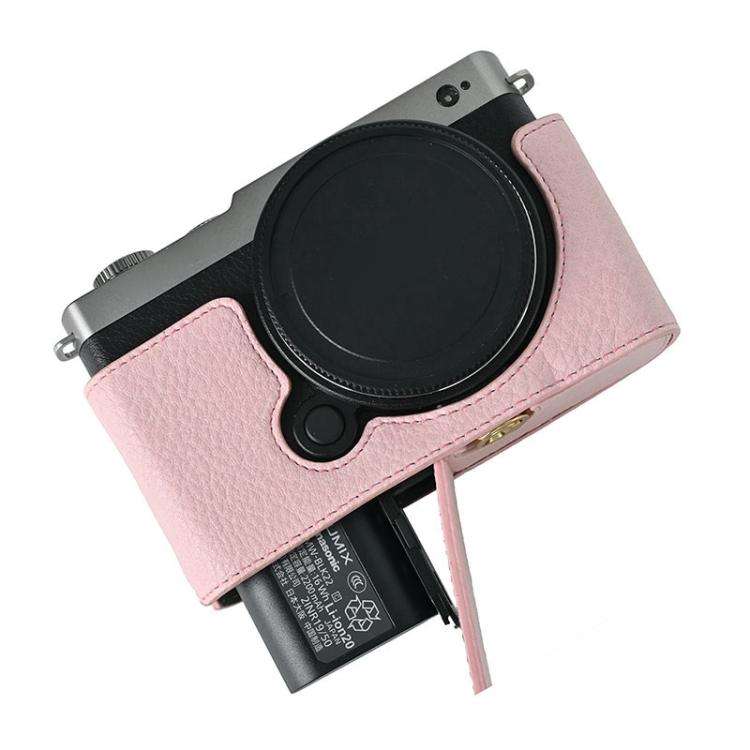 For Panasonic LUMIX S9 Litchi Texture PU Leather Camera Half Case Base(Pink)