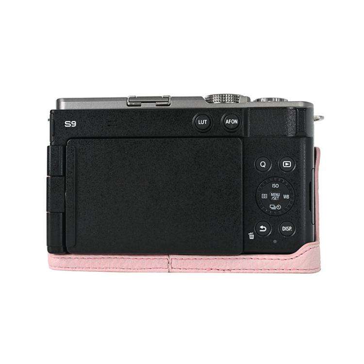For Panasonic LUMIX S9 Litchi Texture PU Leather Camera Half Case Base(Pink)
