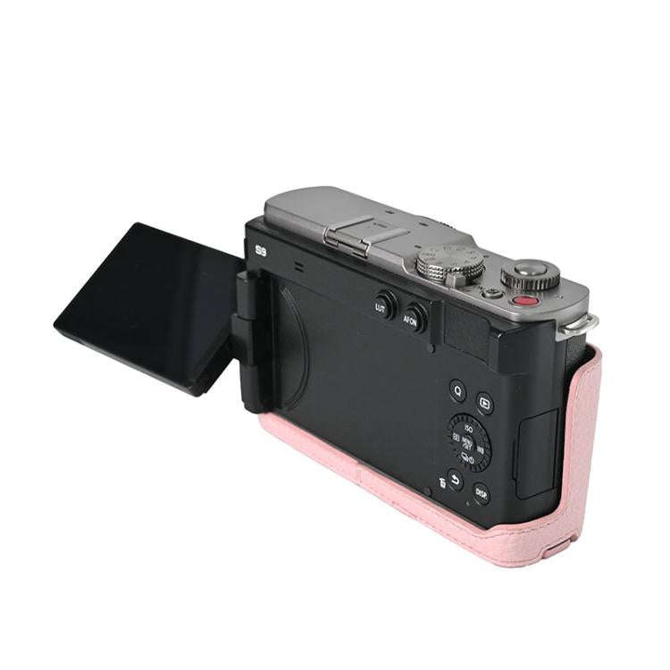 For Panasonic LUMIX S9 Litchi Texture PU Leather Camera Half Case Base(Pink)