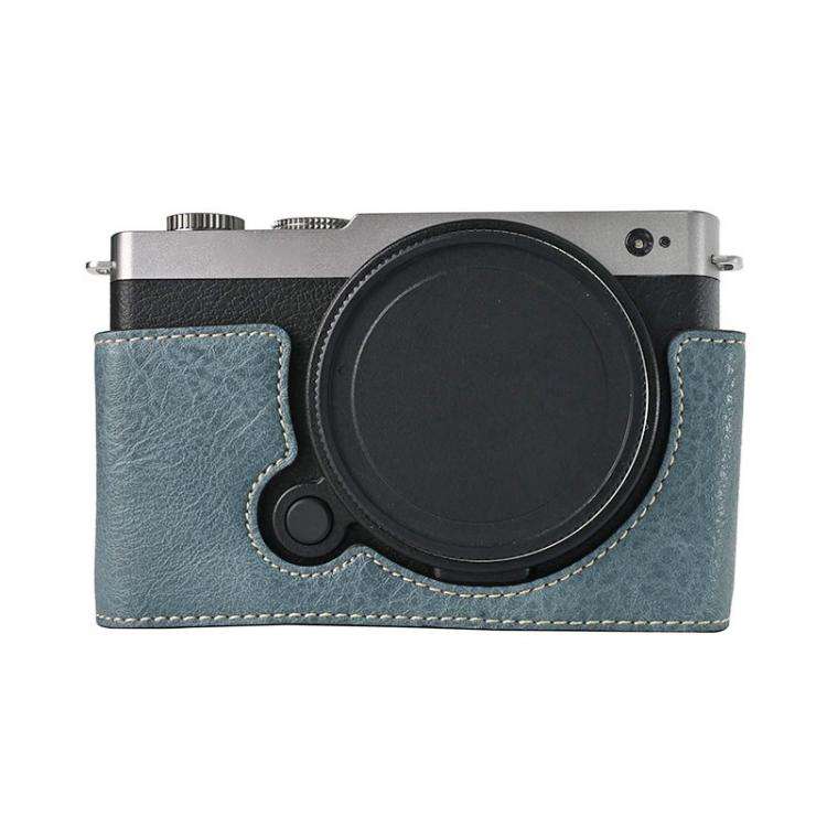 For Panasonic LUMIX S9 Litchi Texture PU Leather Camera Half Case Base(Blue)