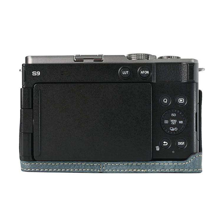 For Panasonic LUMIX S9 Litchi Texture PU Leather Camera Half Case Base(Blue)