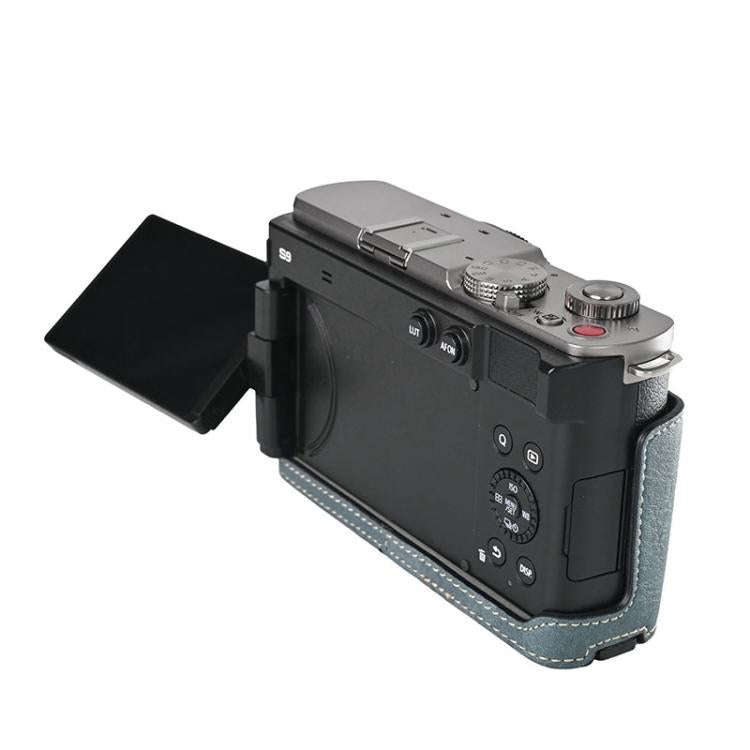 For Panasonic LUMIX S9 Litchi Texture PU Leather Camera Half Case Base(Blue)