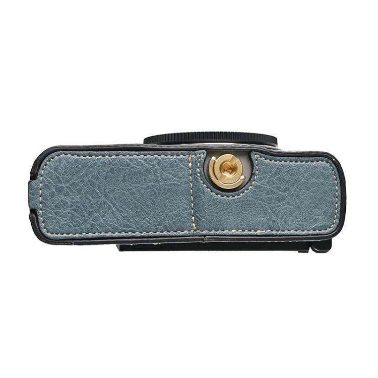 For Panasonic LUMIX S9 Litchi Texture PU Leather Camera Half Case Base(Blue)