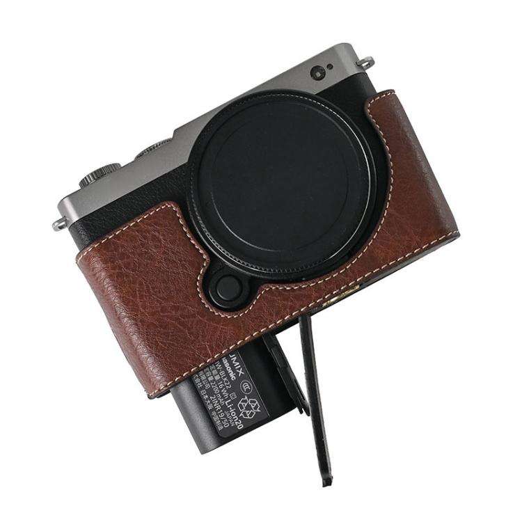 For Panasonic LUMIX S9 Litchi Texture PU Leather Camera Half Case Base(Coffee)