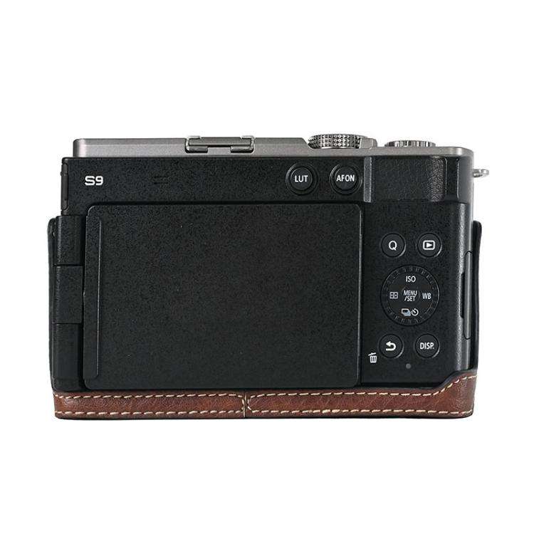 For Panasonic LUMIX S9 Litchi Texture PU Leather Camera Half Case Base(Coffee)