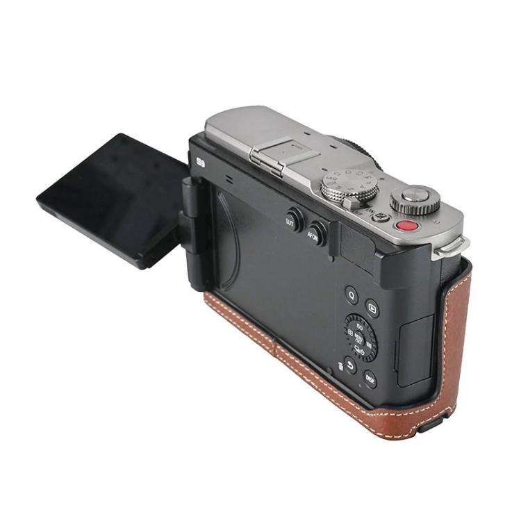 For Panasonic LUMIX S9 Litchi Texture PU Leather Camera Half Case Base(Coffee)