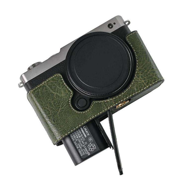 For Panasonic LUMIX S9 Litchi Texture PU Leather Camera Half Case Base(Green)