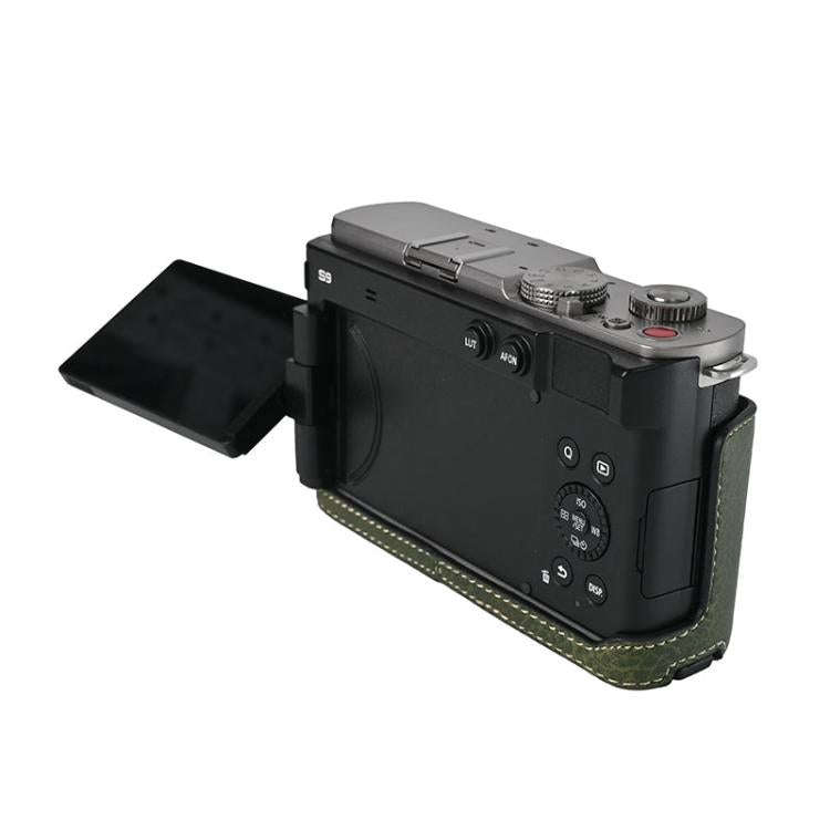 For Panasonic LUMIX S9 Litchi Texture PU Leather Camera Half Case Base(Green)