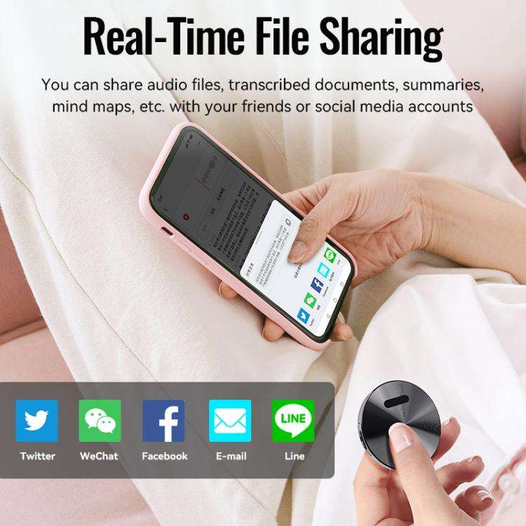 JNN A6 Portable Smart AI Magnetic Recorder Support APP Control, Memory:64GB(Black)