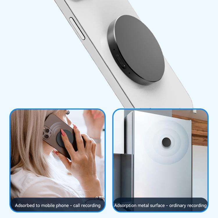 JNN A6 Portable Smart AI Magnetic Recorder Support APP Control, Memory:64GB(Black)