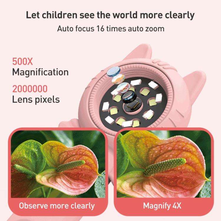 Z800 500X 2.0 inch IPS Screen Portable Handheld Dual Lens Electron Microscope(Pink)