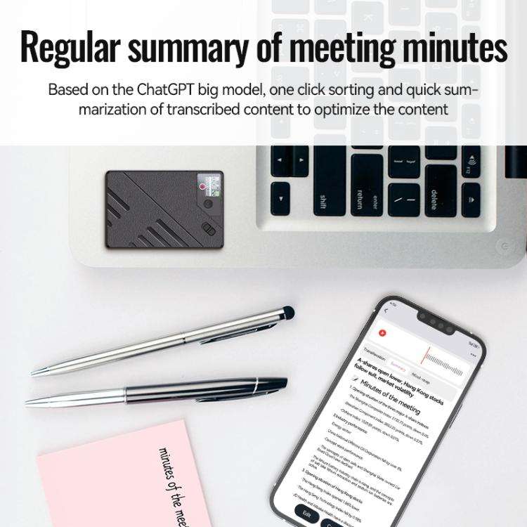 JNN A5 OLED Display Smart AI Magnetic Recorder Support APP Control, Memory:128GB(Black)