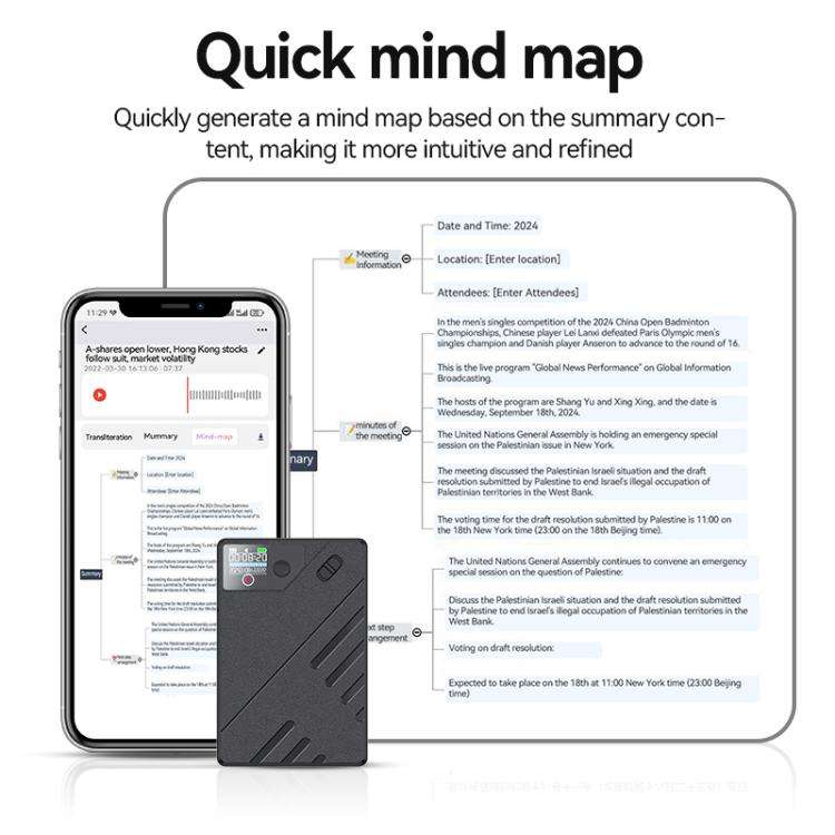 JNN A5 OLED Display Smart AI Magnetic Recorder Support APP Control, Memory:128GB(Black)