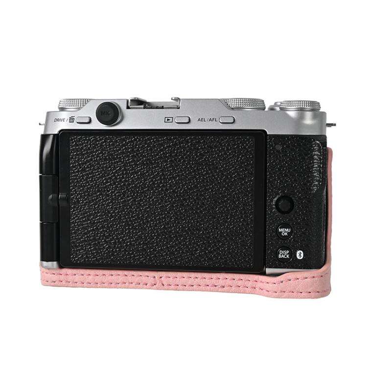 For FUJIFILM X-M5 Litchi Texture PU Leather Camera Half Case Base(Pink)