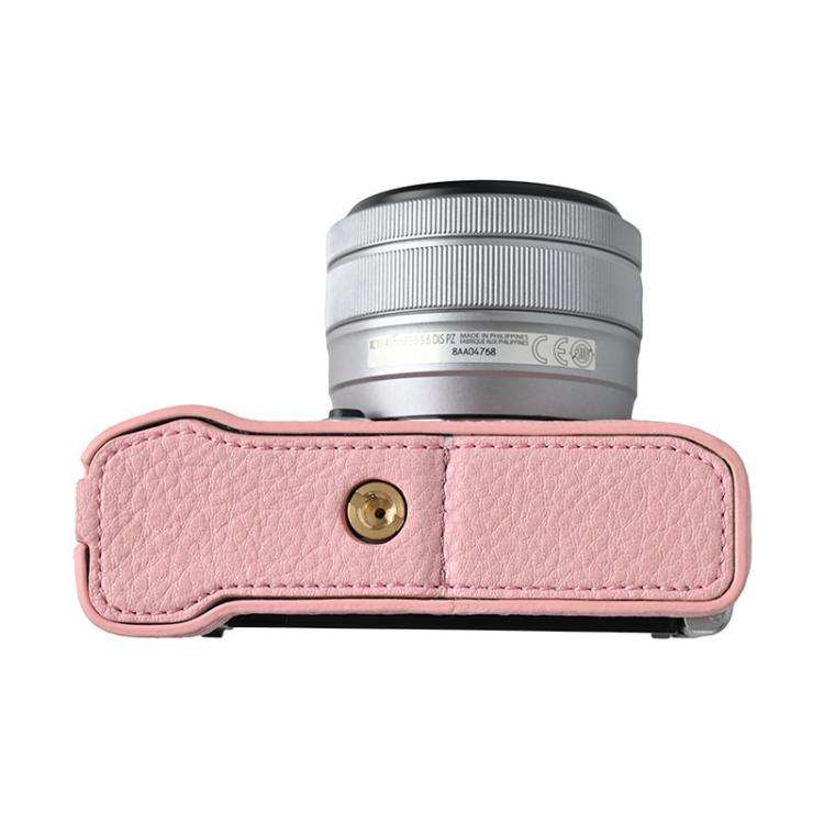 For FUJIFILM X-M5 Litchi Texture PU Leather Camera Half Case Base(Pink)