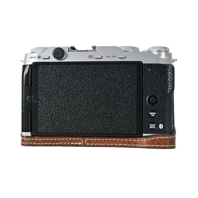 For FUJIFILM X-M5 Litchi Texture PU Leather Camera Half Case Base(Coffee)