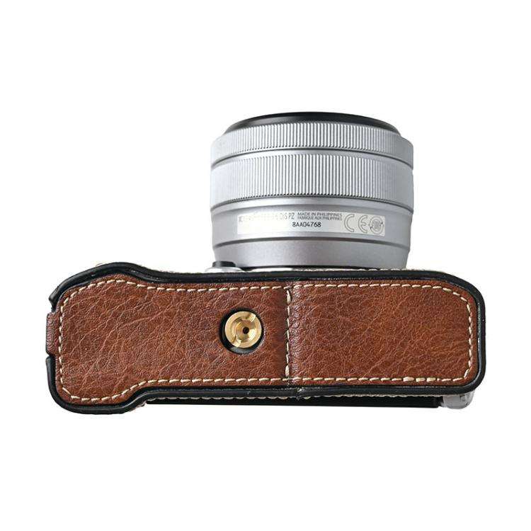 For FUJIFILM X-M5 Litchi Texture PU Leather Camera Half Case Base(Coffee)