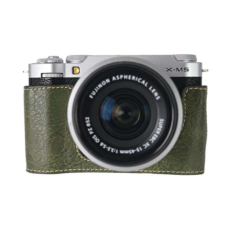 For FUJIFILM X-M5 Litchi Texture PU Leather Camera Half Case Base(Green)