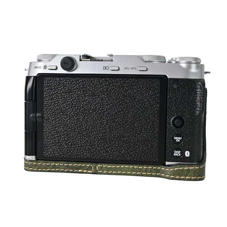 For FUJIFILM X-M5 Litchi Texture PU Leather Camera Half Case Base(Green)