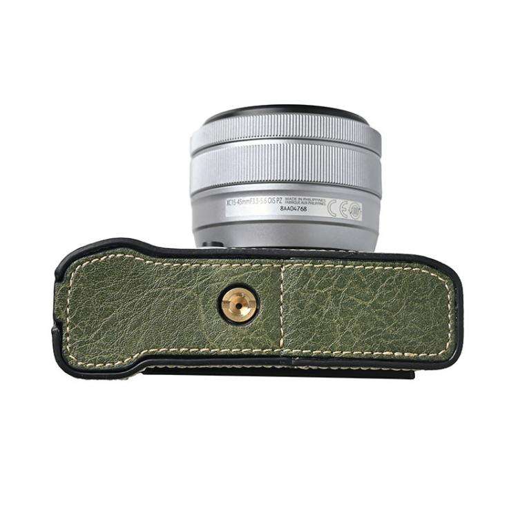 For FUJIFILM X-M5 Litchi Texture PU Leather Camera Half Case Base(Green)