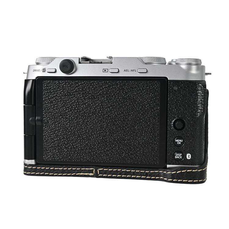 For FUJIFILM X-M5 Litchi Texture PU Leather Camera Half Case Base(Black)