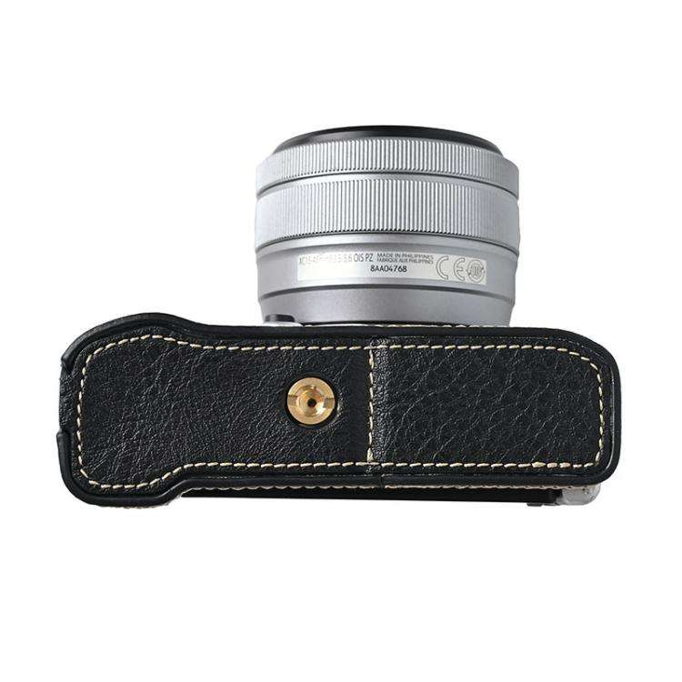 For FUJIFILM X-M5 Litchi Texture PU Leather Camera Half Case Base(Black)