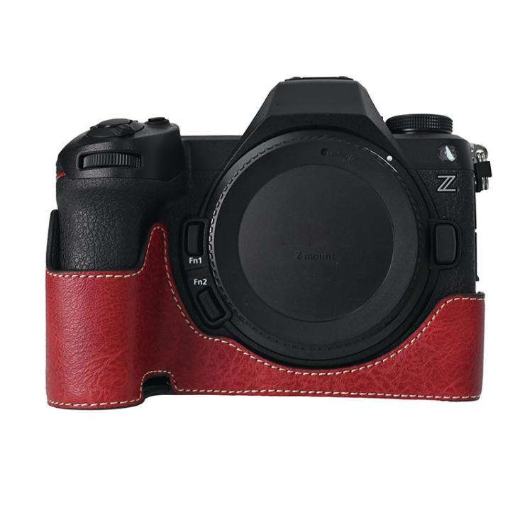 For Nikon Z6III Litchi Texture PU Leather Camera Half Case Base(Wine Red)
