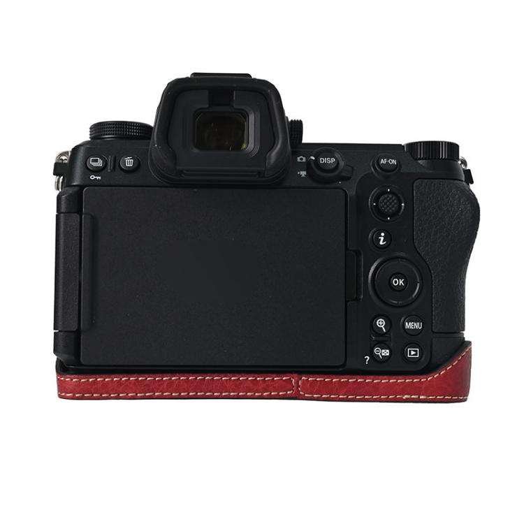 For Nikon Z6III Litchi Texture PU Leather Camera Half Case Base(Wine Red)