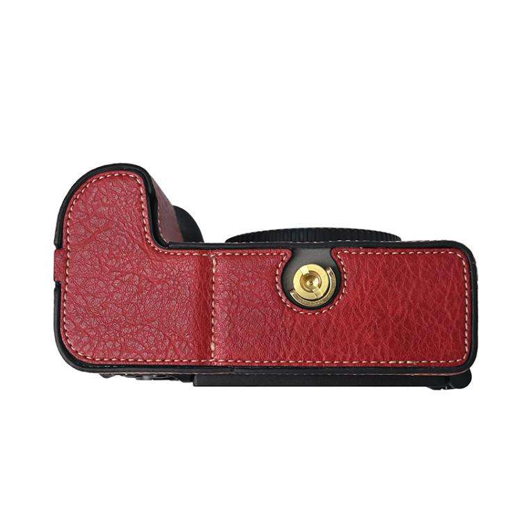For Nikon Z6III Litchi Texture PU Leather Camera Half Case Base(Wine Red)