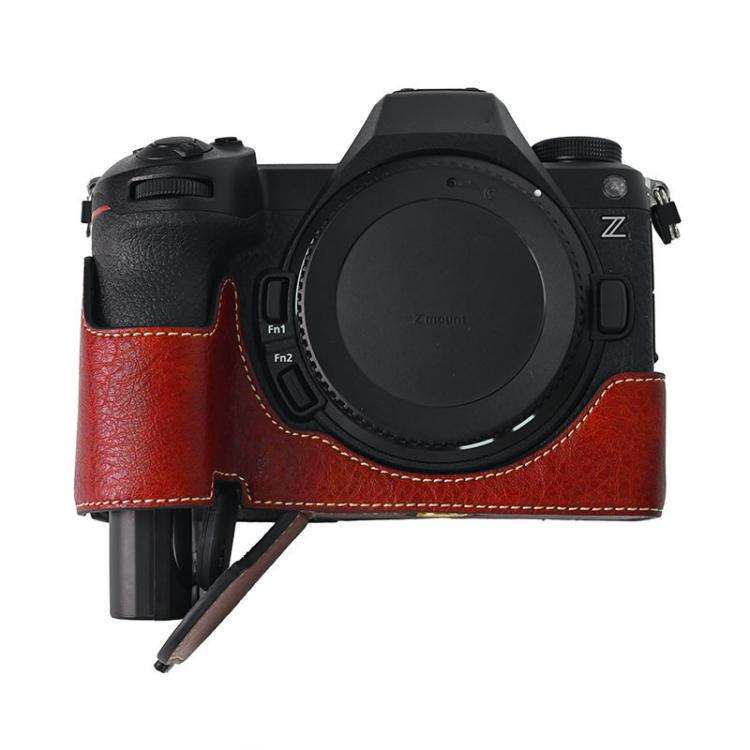 For Nikon Z6III Litchi Texture PU Leather Camera Half Case Base(Wine Red)