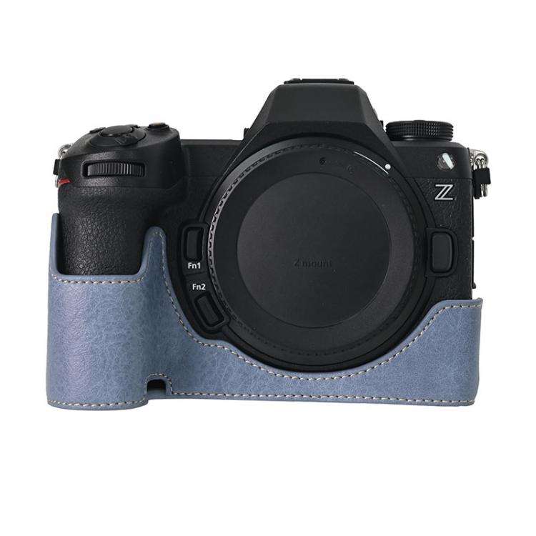 For Nikon Z6III Litchi Texture PU Leather Camera Half Case Base(Blue)