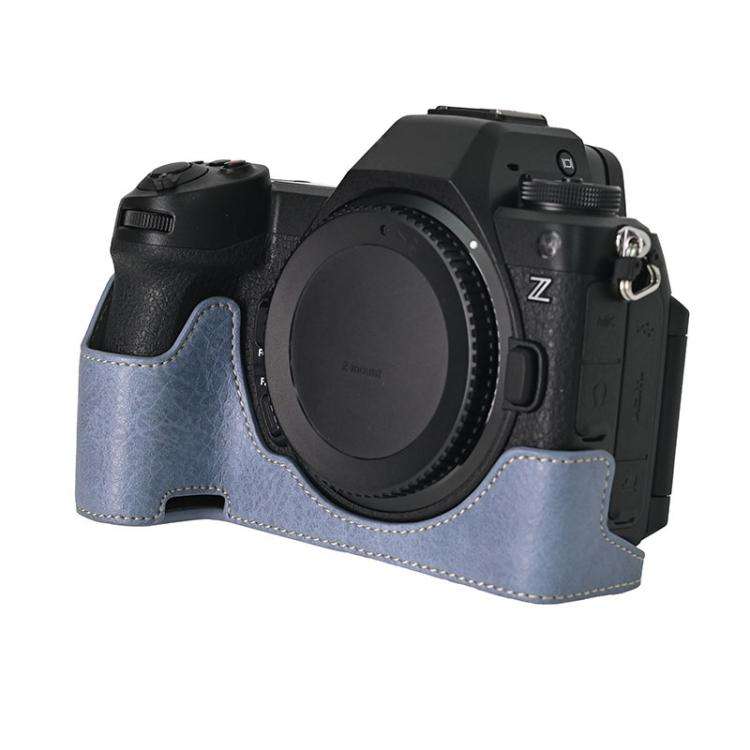 For Nikon Z6III Litchi Texture PU Leather Camera Half Case Base(Blue)
