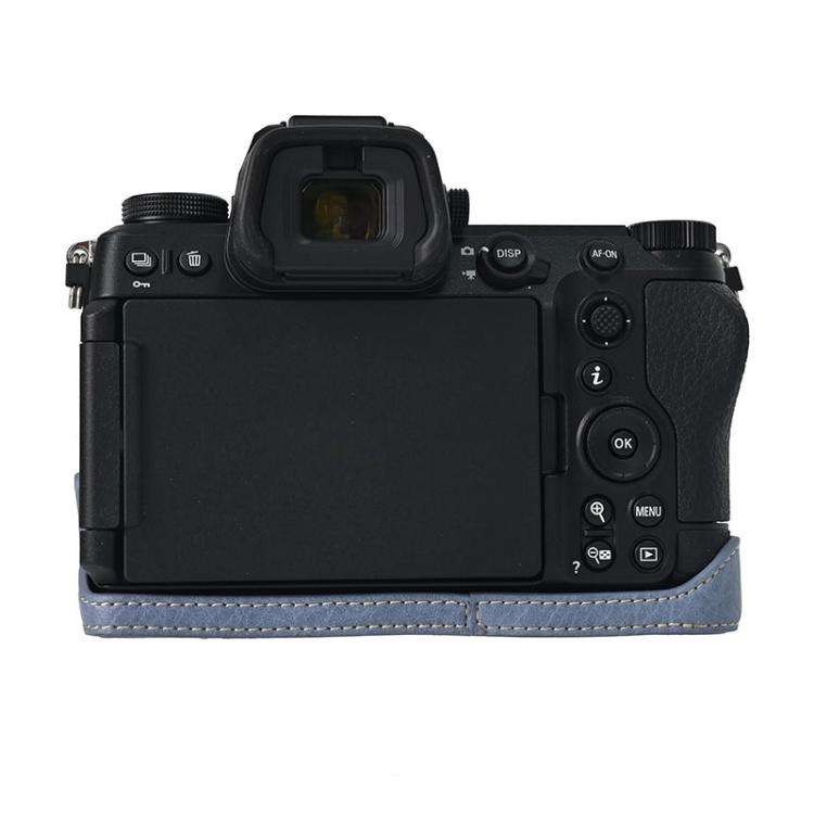 For Nikon Z6III Litchi Texture PU Leather Camera Half Case Base(Blue)