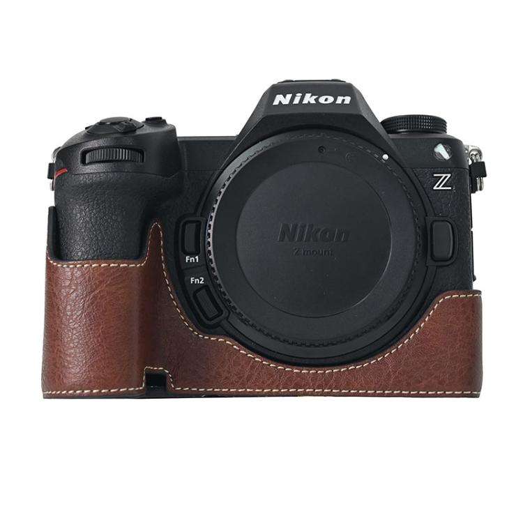 For Nikon Z6III Litchi Texture PU Leather Camera Half Case Base(Coffee)