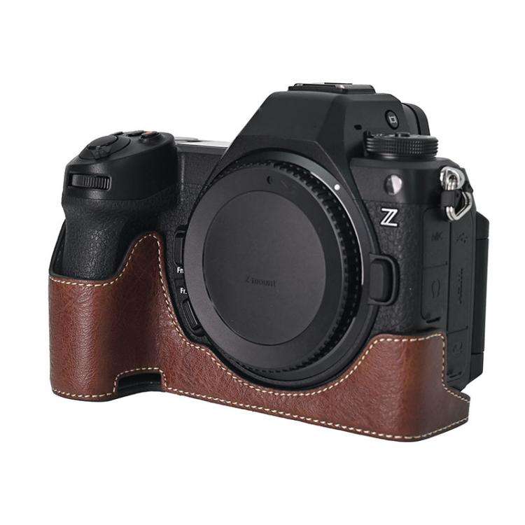 For Nikon Z6III Litchi Texture PU Leather Camera Half Case Base(Coffee)