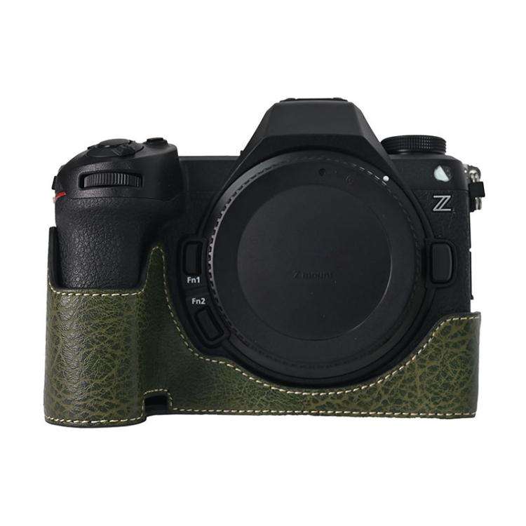 For Nikon Z6III Litchi Texture PU Leather Camera Half Case Base(Green)