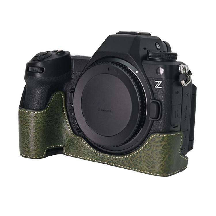 For Nikon Z6III Litchi Texture PU Leather Camera Half Case Base(Green)