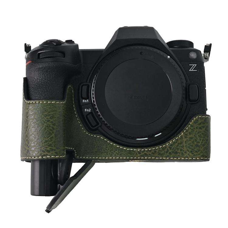 For Nikon Z6III Litchi Texture PU Leather Camera Half Case Base(Green)