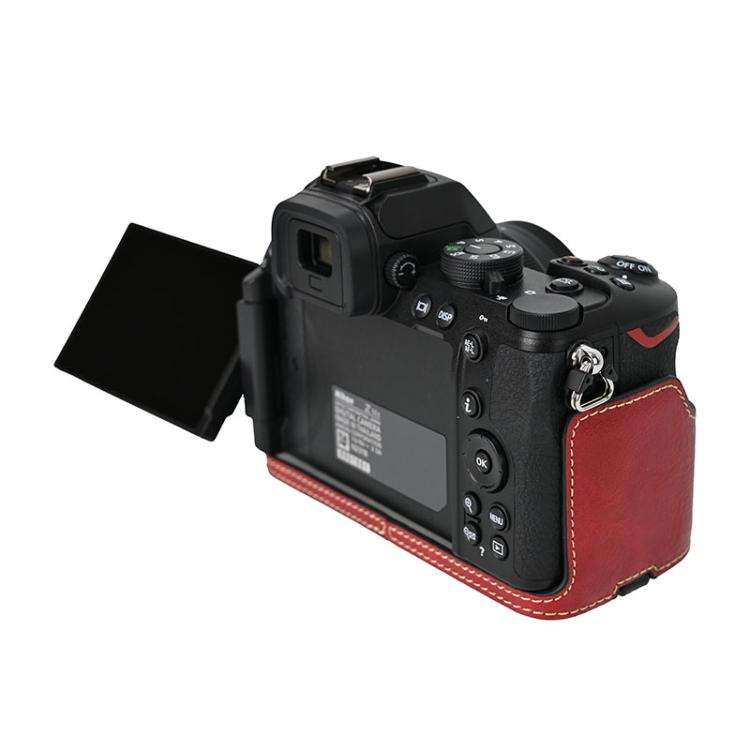 For Nikon Z50II Litchi Texture PU Leather Camera Half Case Base(Wine Red)