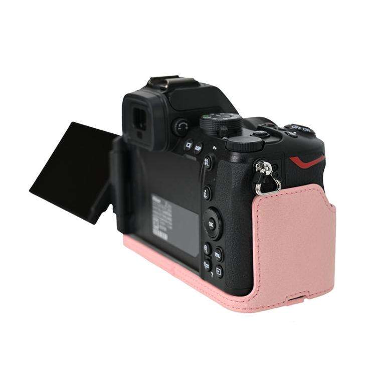 For Nikon Z50II Litchi Texture PU Leather Camera Half Case Base(Pink)