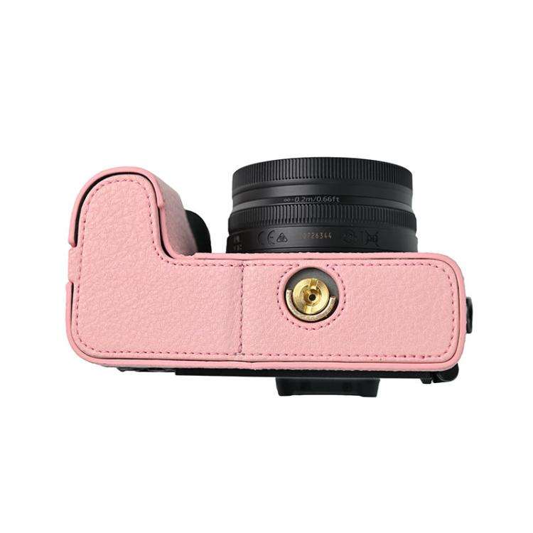 For Nikon Z50II Litchi Texture PU Leather Camera Half Case Base(Pink)