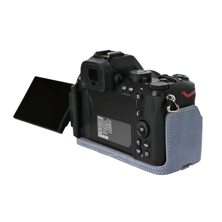 For Nikon Z50II Litchi Texture PU Leather Camera Half Case Base(Blue)