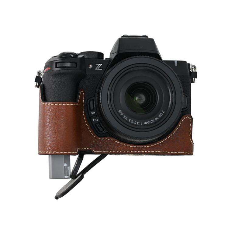 For Nikon Z50II Litchi Texture PU Leather Camera Half Case Base(Coffee)
