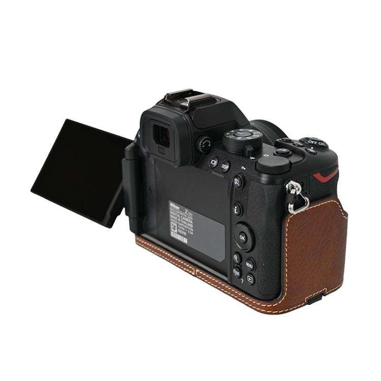 For Nikon Z50II Litchi Texture PU Leather Camera Half Case Base(Coffee)