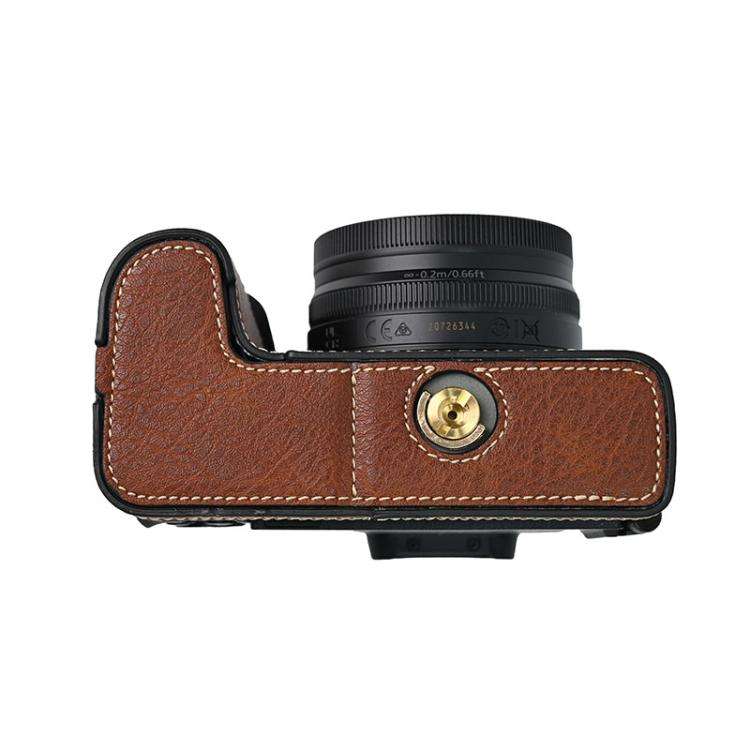 For Nikon Z50II Litchi Texture PU Leather Camera Half Case Base(Coffee)