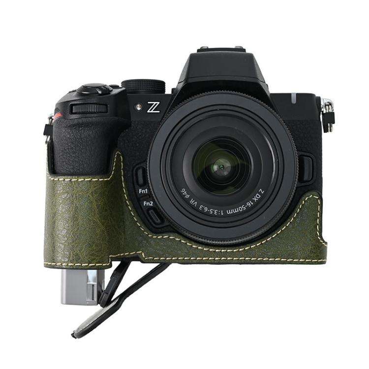 For Nikon Z50II Litchi Texture PU Leather Camera Half Case Base(Green)
