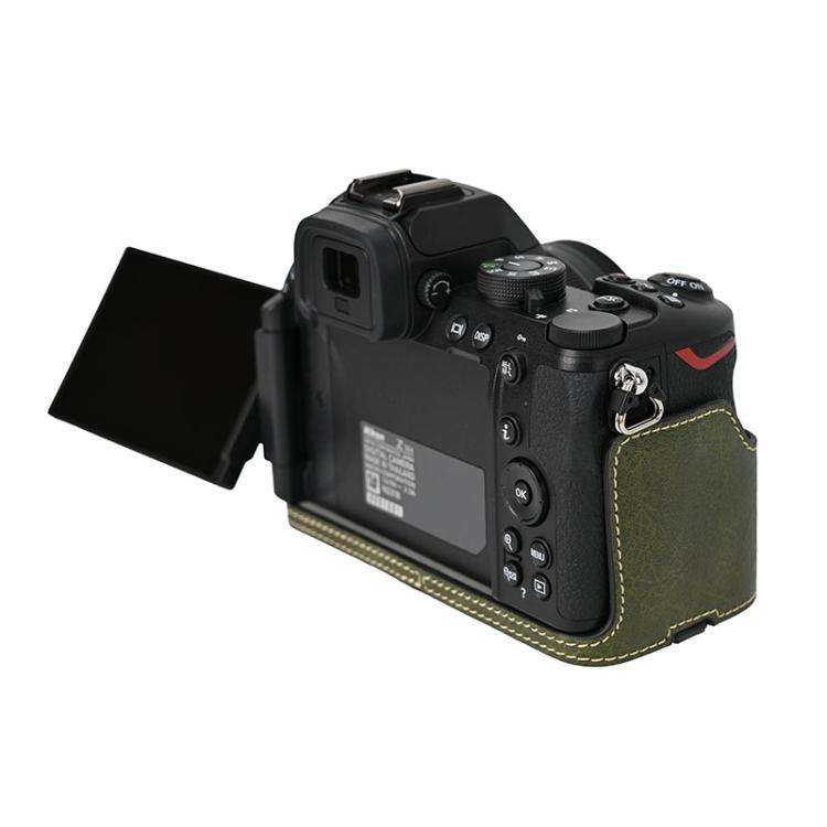 For Nikon Z50II Litchi Texture PU Leather Camera Half Case Base(Green)